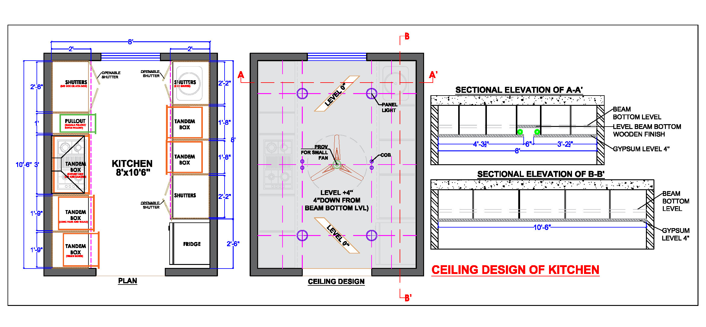 Kitchen Design CAD- Parallel Counters & Storage Layout